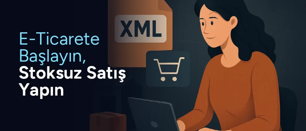 XML bayilik ile stoksuz e-ticarete başlama rehberi görseli. İnternetten satış yapmayı düşünenler için yol gösterici bir içeri